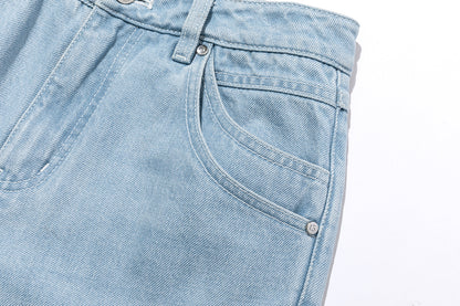 13DE MARZO Cuffed Wide-Leg Jeans Blue