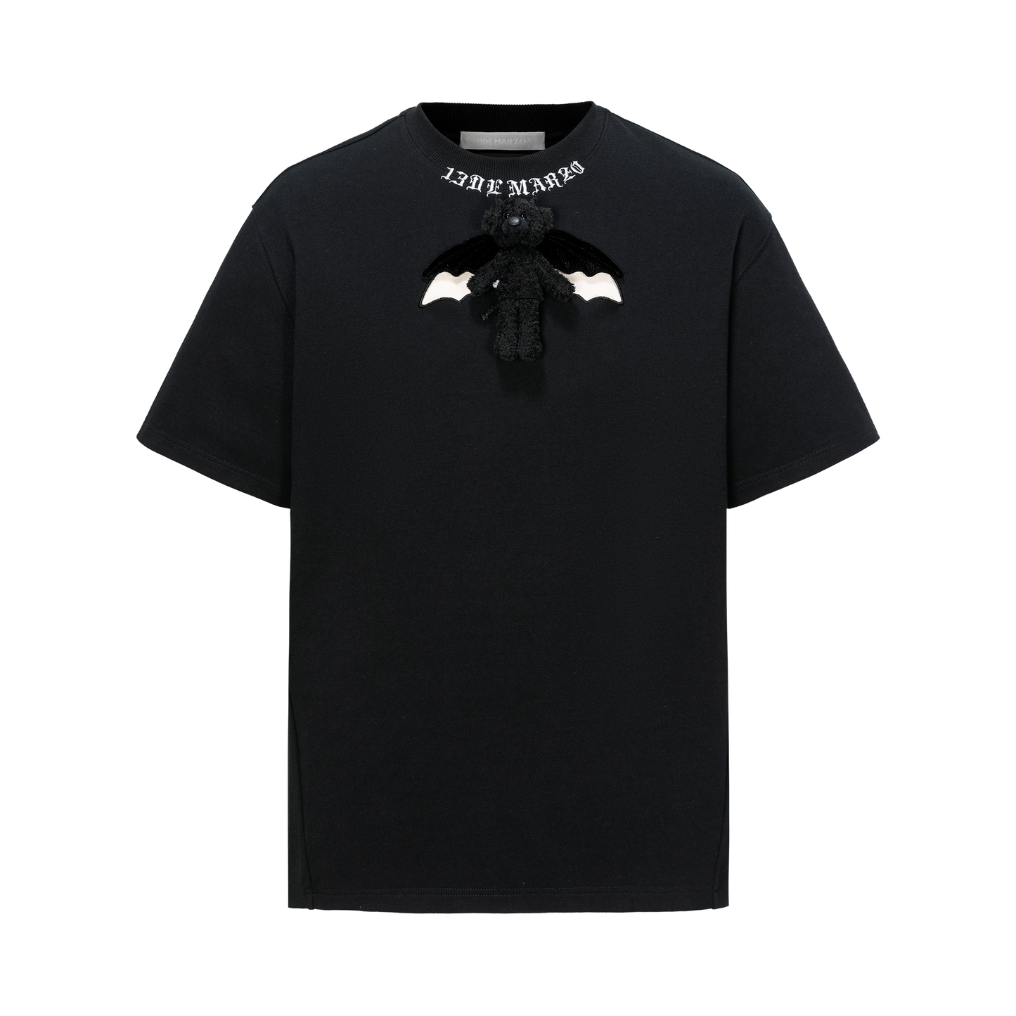13DE MARZO Angel Devil Hollow Out T-Shirt Black