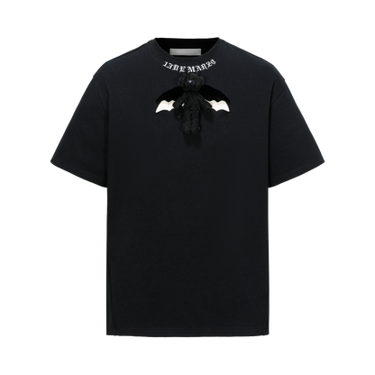 13DE MARZO Angel Devil Hollow Out T-Shirt Black