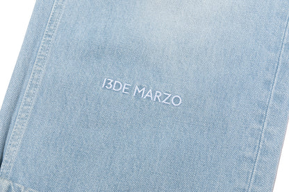 13DE MARZO Cuffed Wide-Leg Jeans Blue