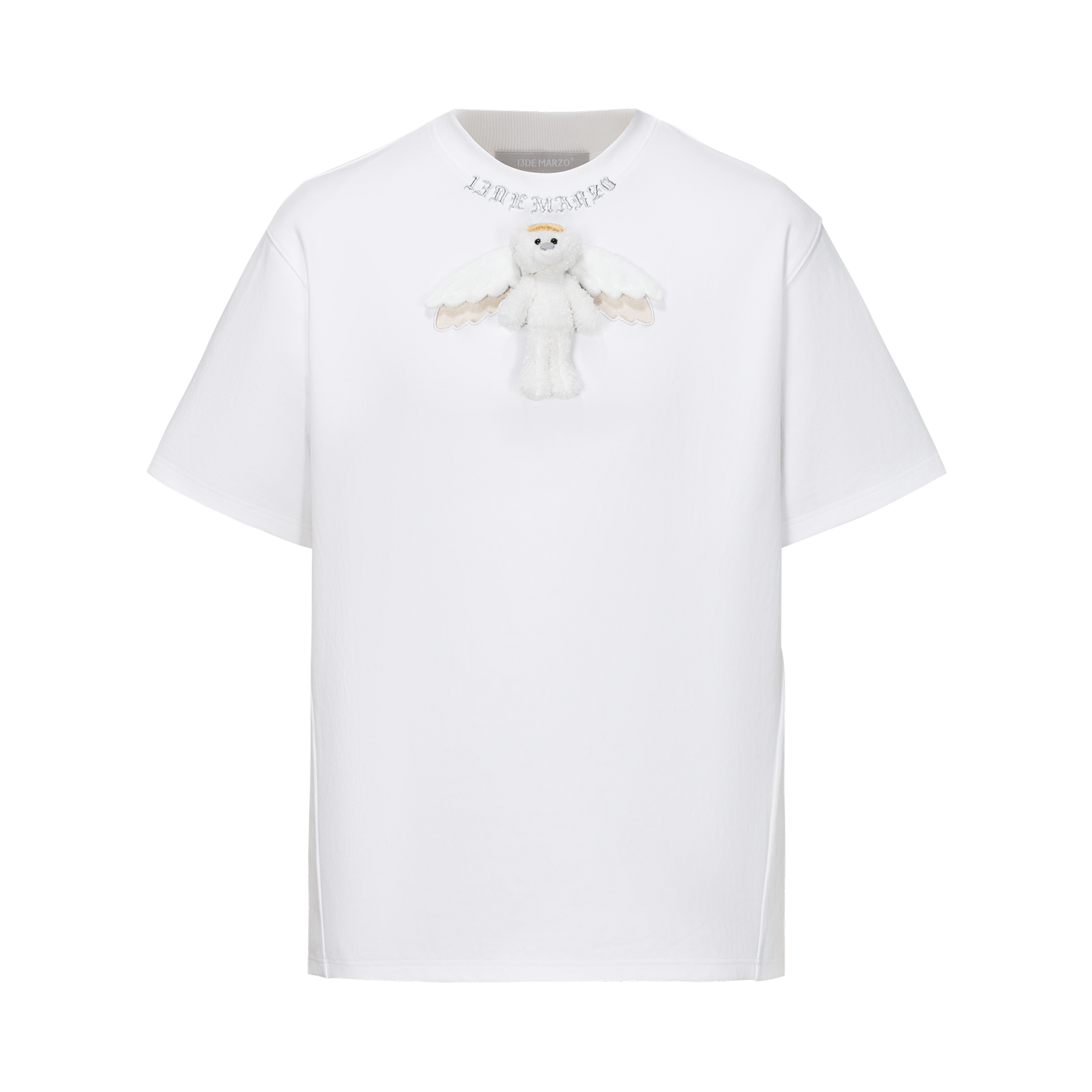 13DE MARZO Angel Devil Hollow Out T-Shirt White