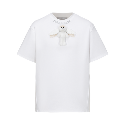13DE MARZO Angel Devil Hollow Out T-Shirt White