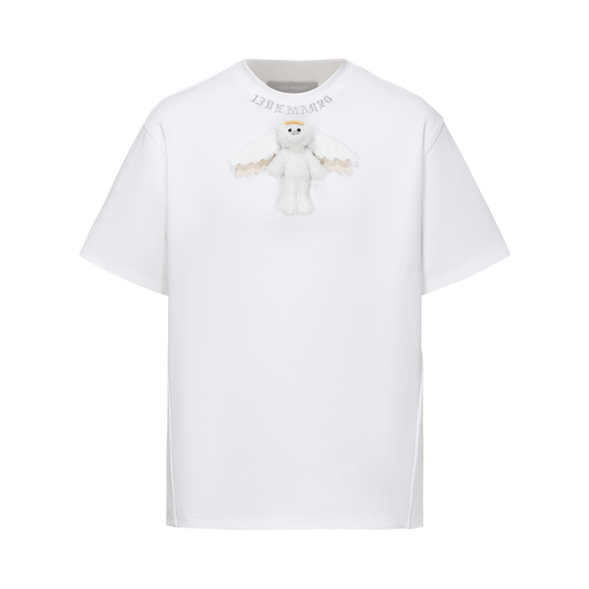 13DE MARZO Angel Devil Hollow Out T-Shirt White