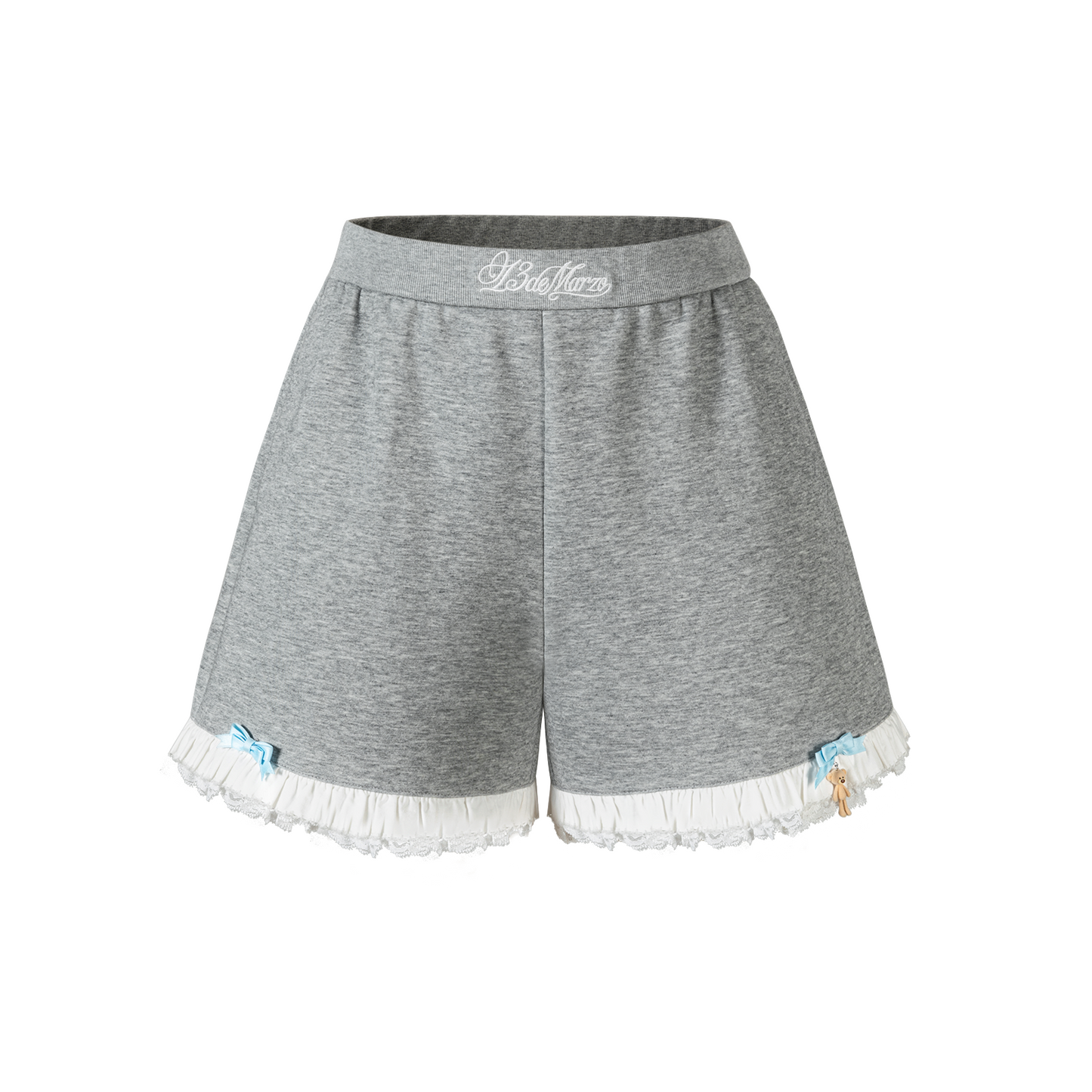 13DE MARZO Lace Trim Crop Sweatpants Grey