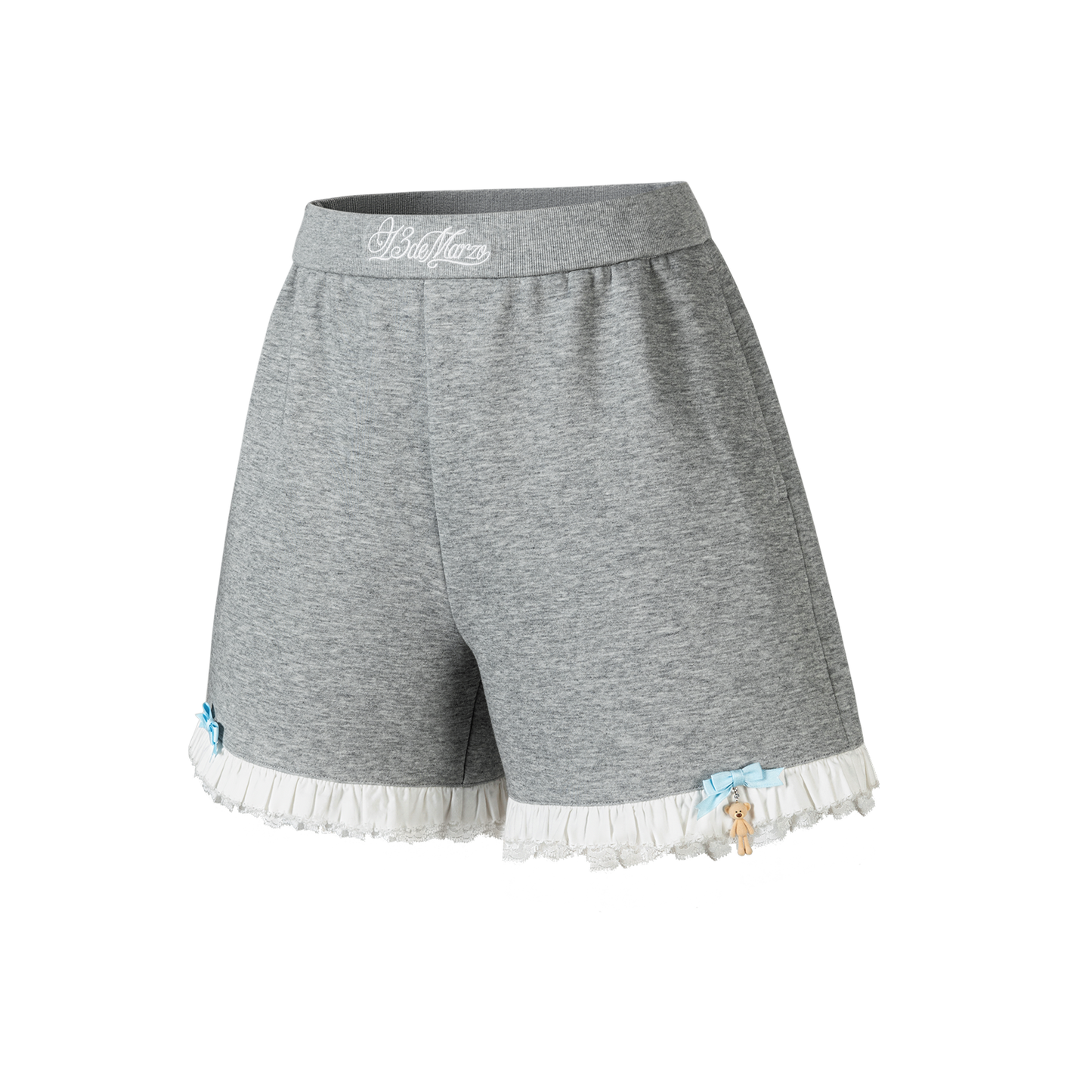 13DE MARZO Lace Trim Crop Sweatpants Grey