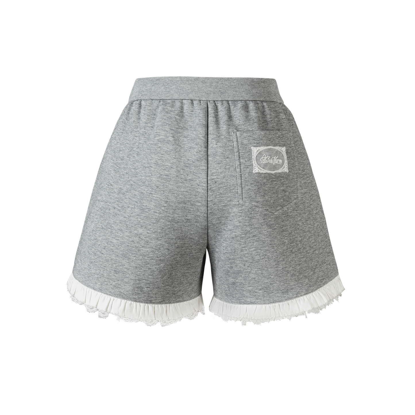 13DE MARZO Lace Trim Crop Sweatpants Grey