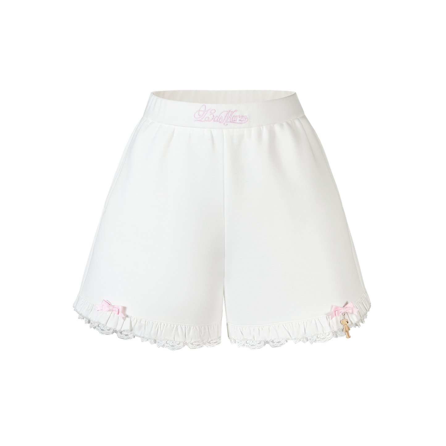 13DE MARZO Lace Trim Crop Sweatpants White