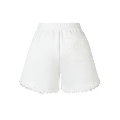 13DE MARZO Lace Trim Crop Sweatpants White
