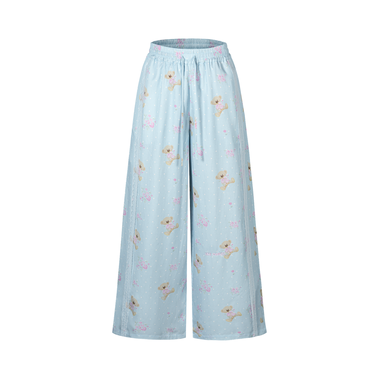 13DE MARZO All-Over Floral Print Loose Pants Blue