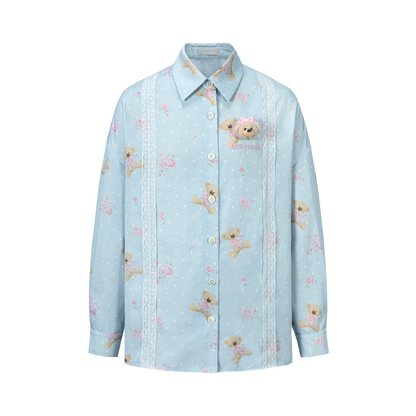 13DE MARZO All-Over Floral Print Shirt Blue