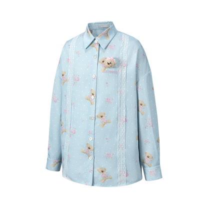 13DE MARZO All-Over Floral Print Shirt Blue