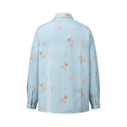 13DE MARZO All-Over Floral Print Shirt Blue
