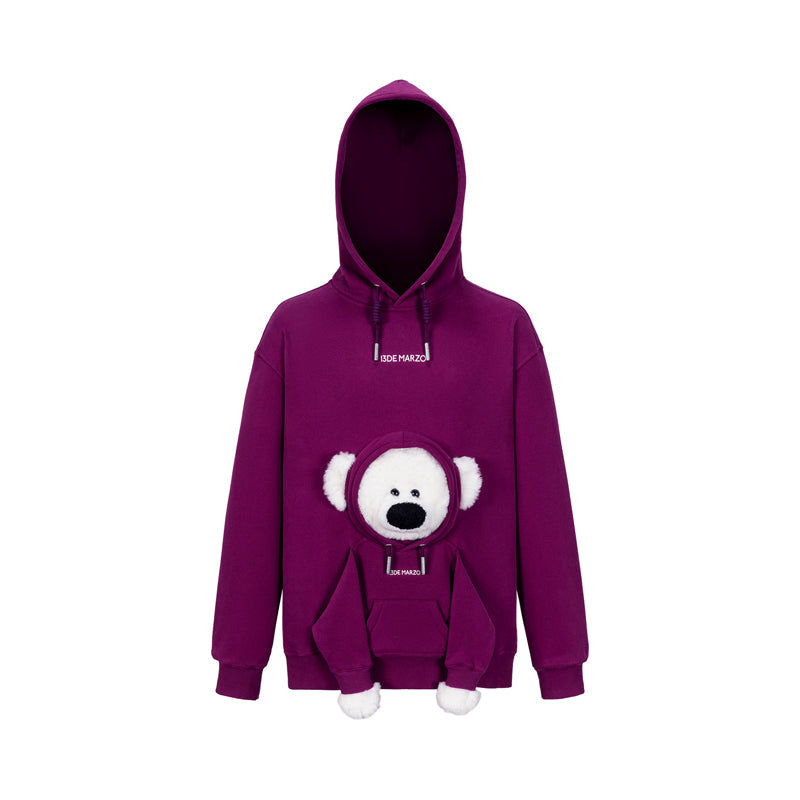 13DE MARZO Doozoo Pocket Bear Hoodie Purple