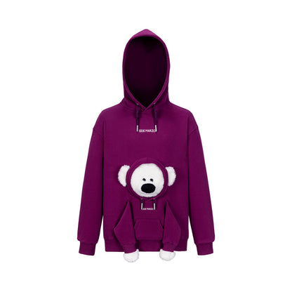 13DE MARZO Doozoo Pocket Bear Hoodie Purple