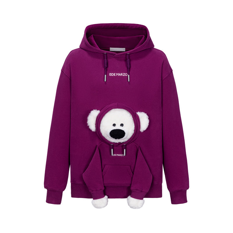 13DE MARZO Doozoo Pocket Bear Hoodie Purple