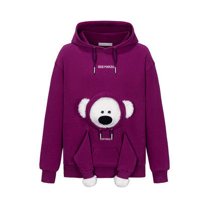 13DE MARZO Doozoo Pocket Bear Hoodie Purple