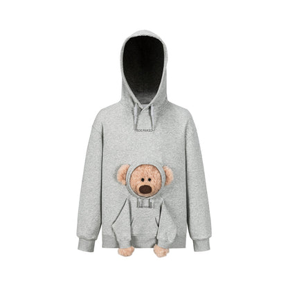 13DE MARZO Doozoo Pocket Bear Hoodie Grey