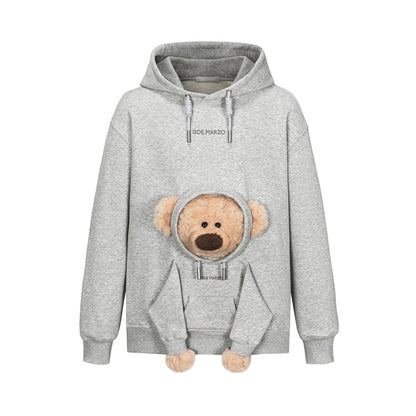 13DE MARZO Doozoo Pocket Bear Hoodie Grey