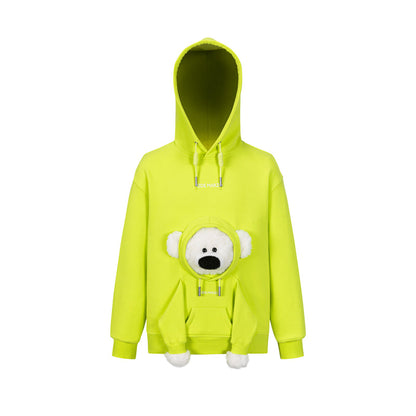 13DE MARZO Doozoo Pocket Bear Hoodie Neon Green