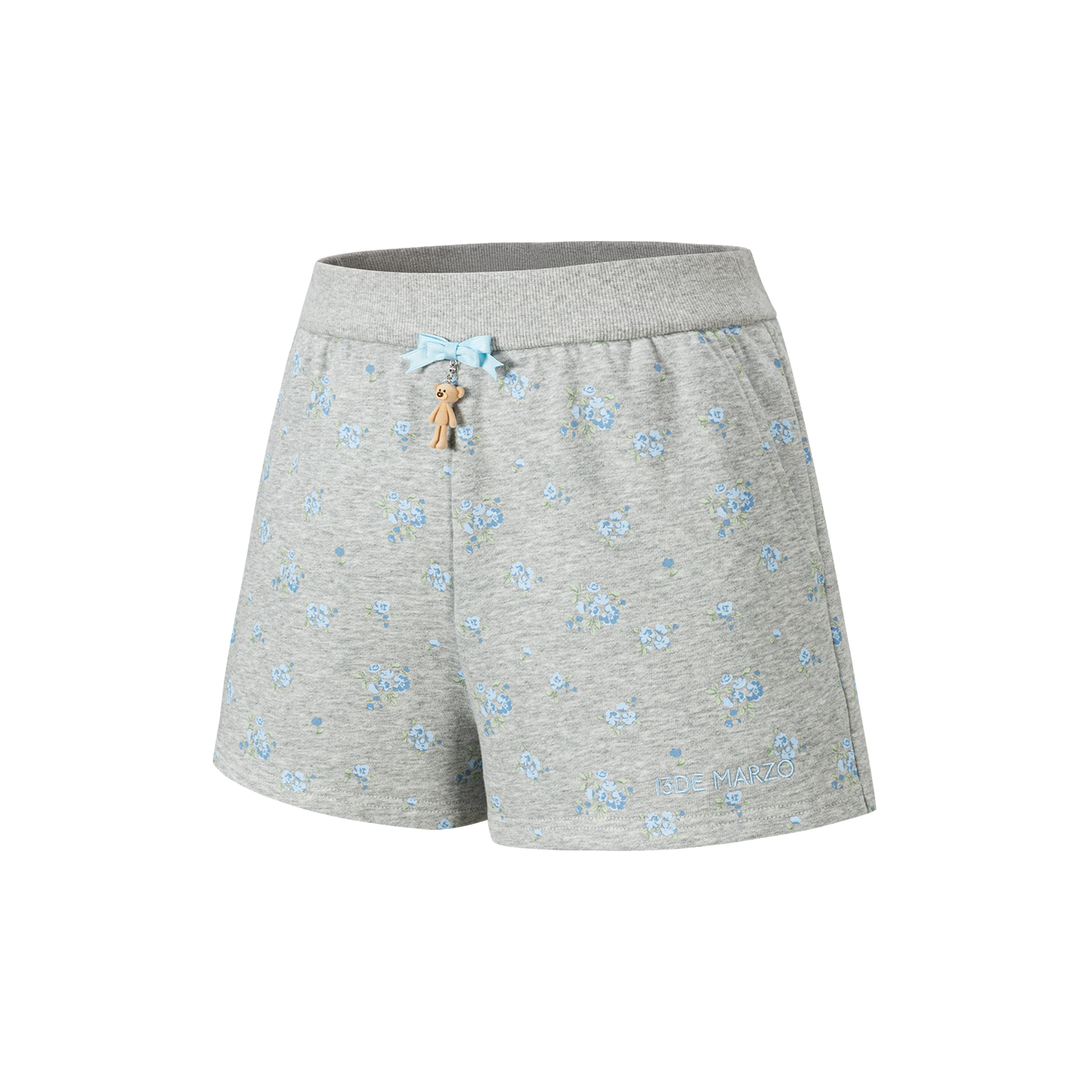 13DE MARZO Floral Print Sweatpants Shorts Grey