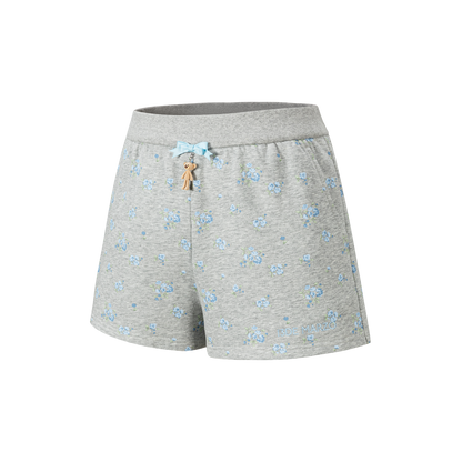 13DE MARZO Floral Print Sweatpants Shorts Grey