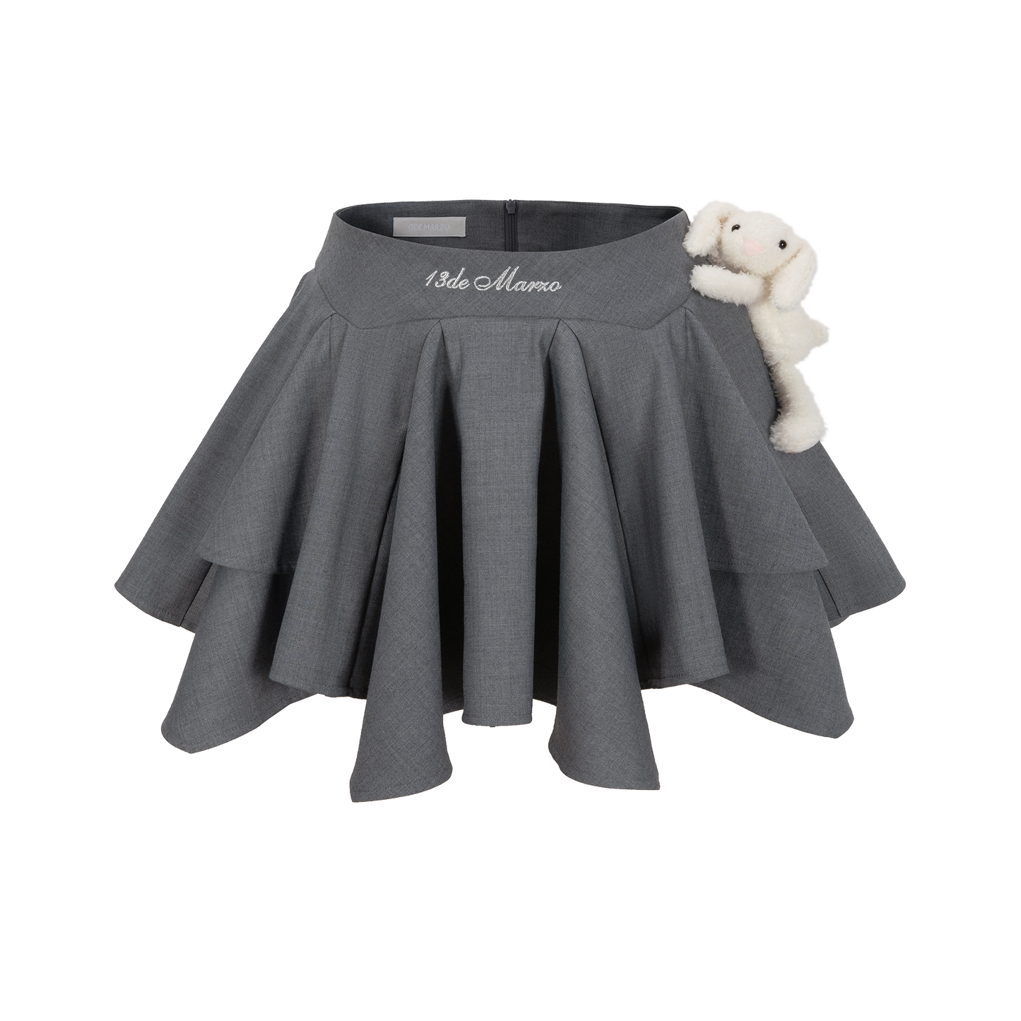 13DE MARZO Asymmetrical Pleated Cake Skort Grey