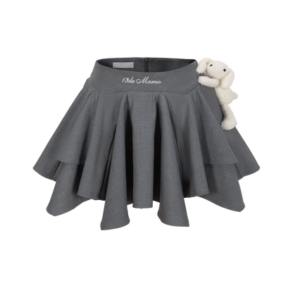 13DE MARZO Asymmetrical Pleated Cake Skort Grey
