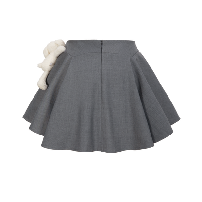 13DE MARZO Asymmetrical Pleated Cake Skort Grey