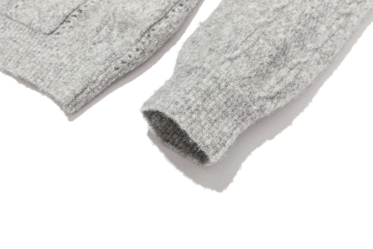 13DE MARZO Ruffle Collar Knitted Hoodie Grey
