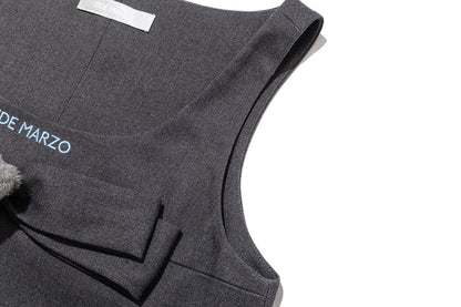 13DE MARZO Sleeveless Tulle Dress Dark Grey