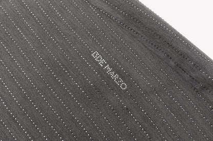 13DE MARZO Curved-Hem Stripe Rhinestone Trousers Grey