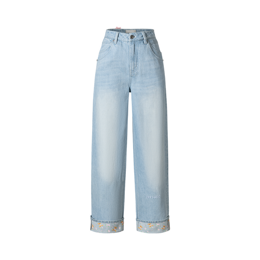 13DE MARZO Cuffed Wide-Leg Jeans Blue