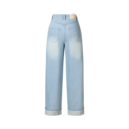 13DE MARZO Cuffed Wide-Leg Jeans Blue