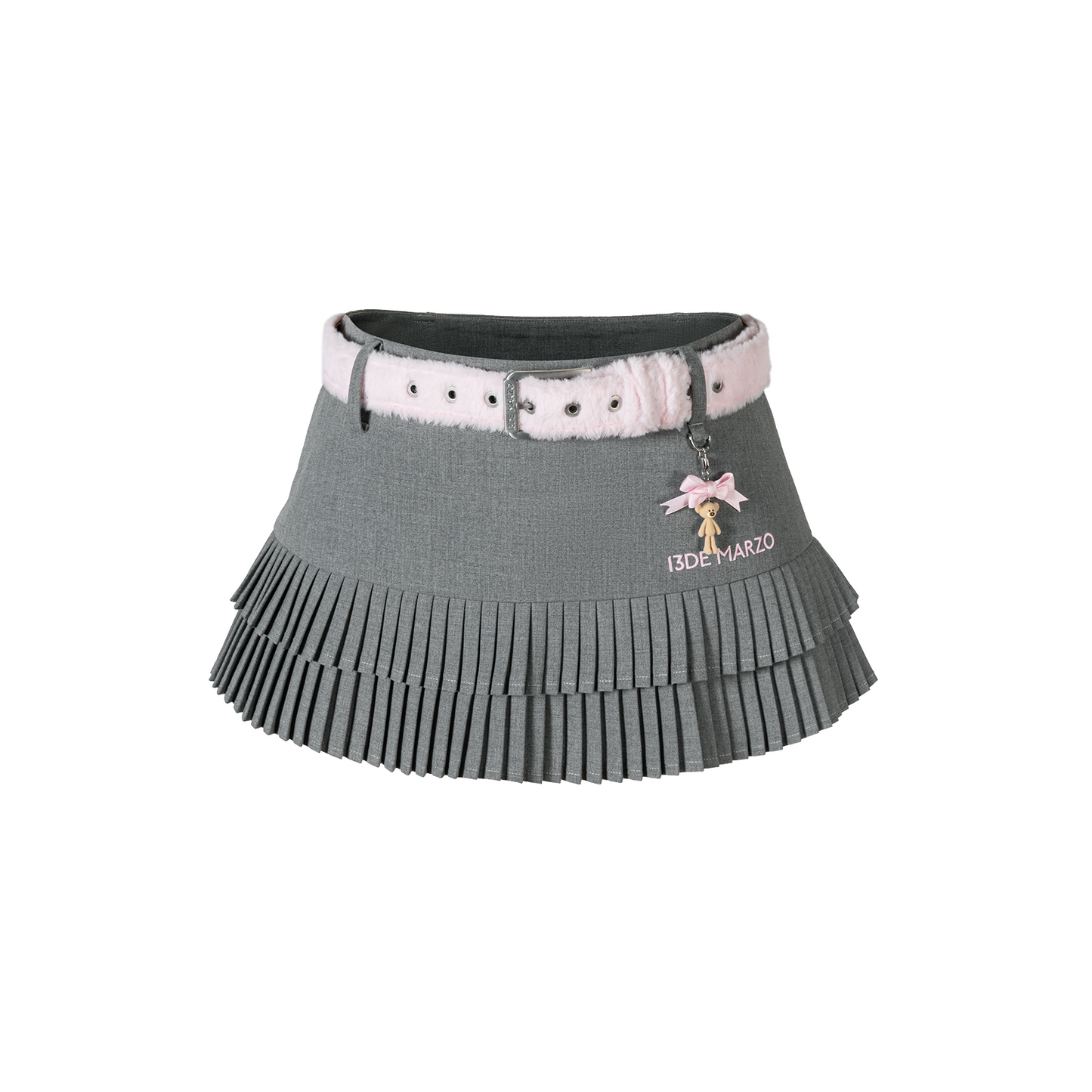 13DE MARZO Tiered Pleated Skort Grey