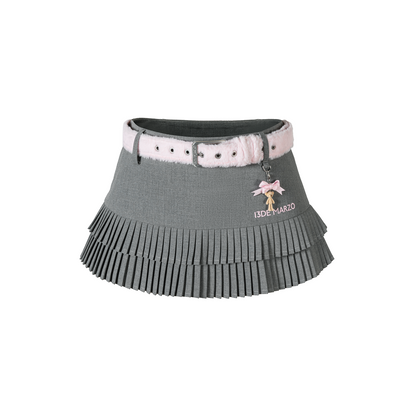 13DE MARZO Tiered Pleated Skort Grey