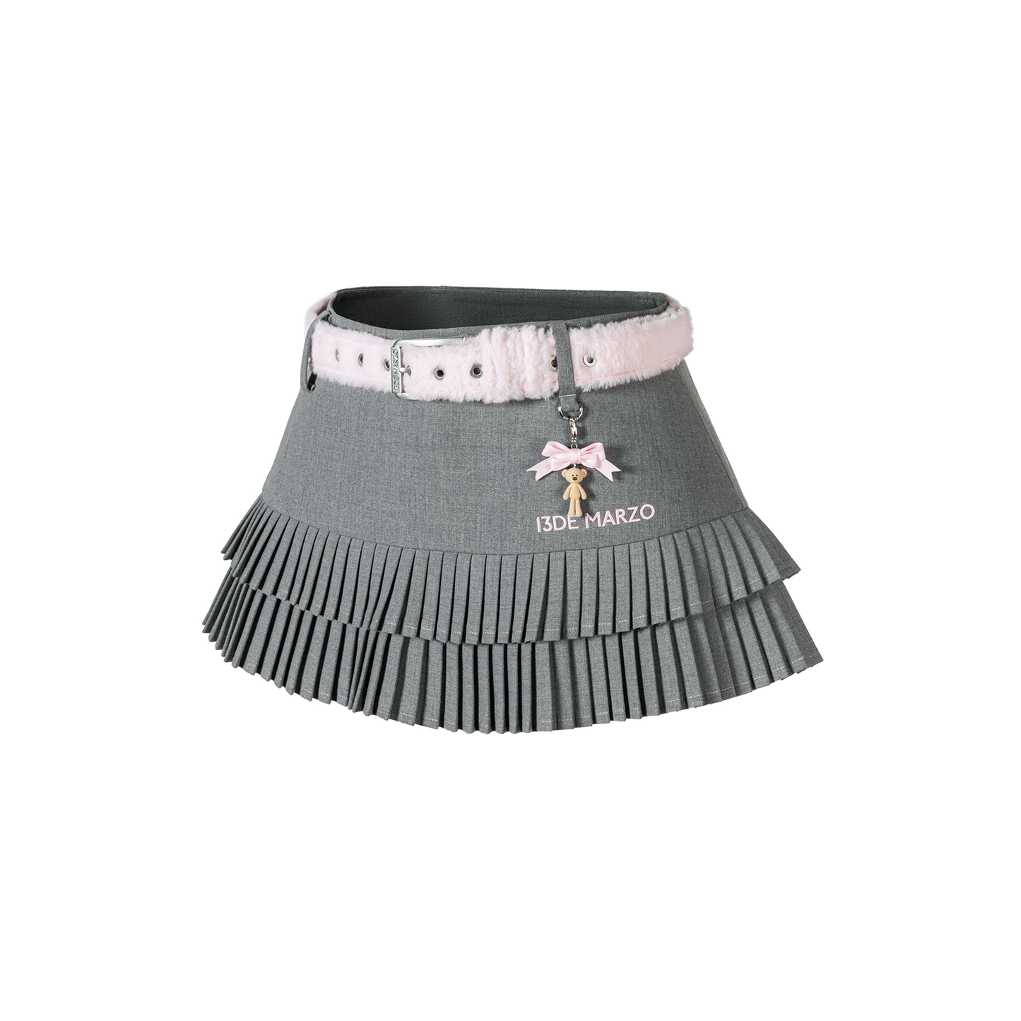 13DE MARZO Tiered Pleated Skort Grey