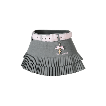 13DE MARZO Tiered Pleated Skort Grey