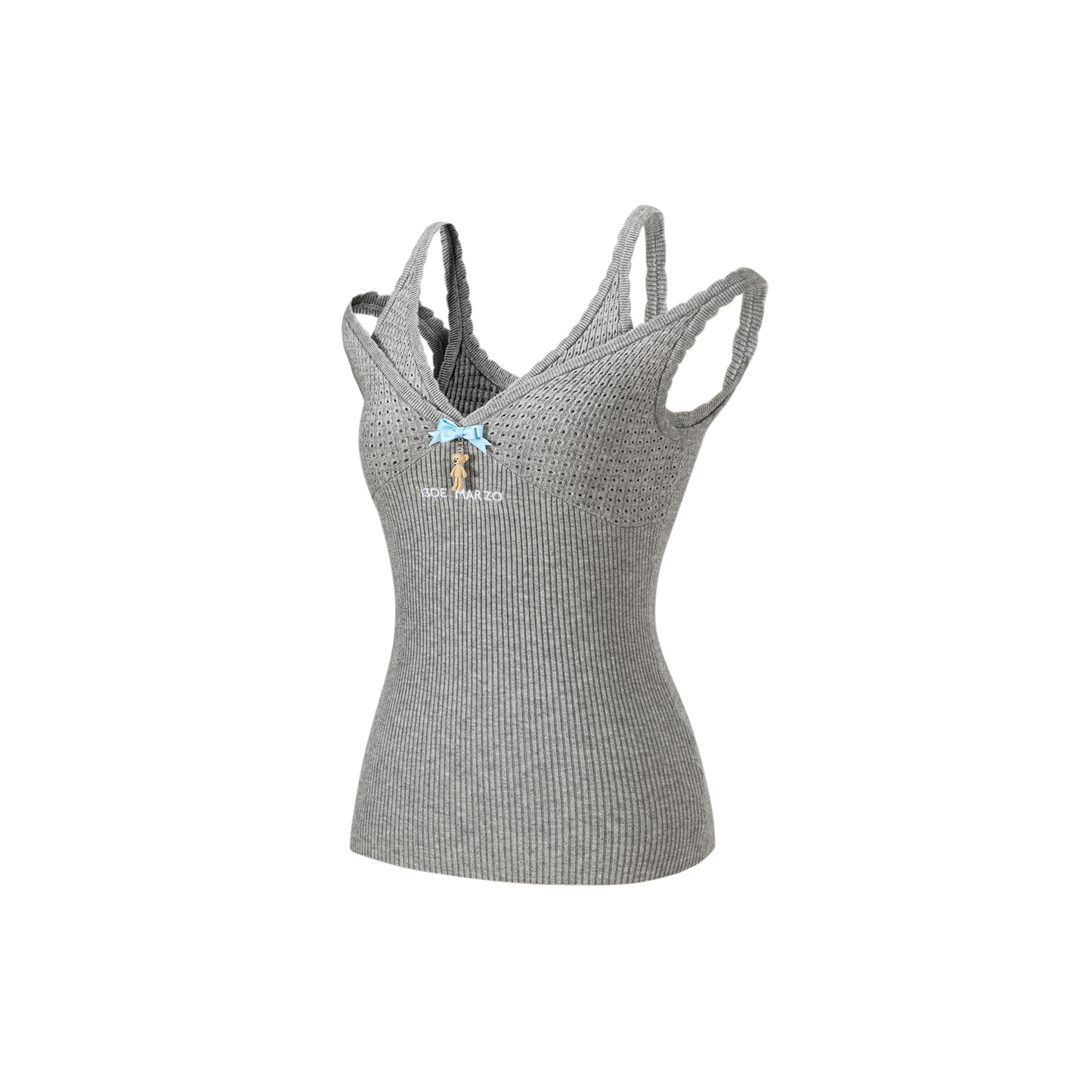 13DE MARZO Two-piece Style Lace-up Sleeveless Top Grey