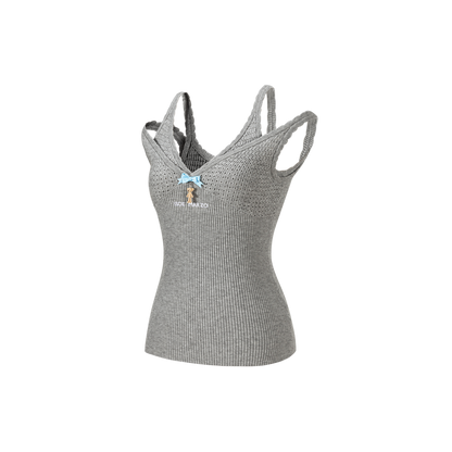 13DE MARZO Two-piece Style Lace-up Sleeveless Top Grey