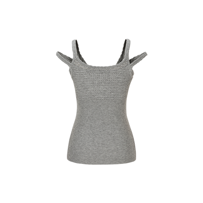 13DE MARZO Two-piece Style Lace-up Sleeveless Top Grey