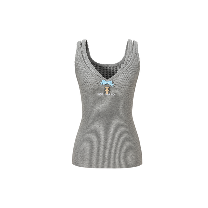 13DE MARZO Two-piece Style Lace-up Sleeveless Top Grey