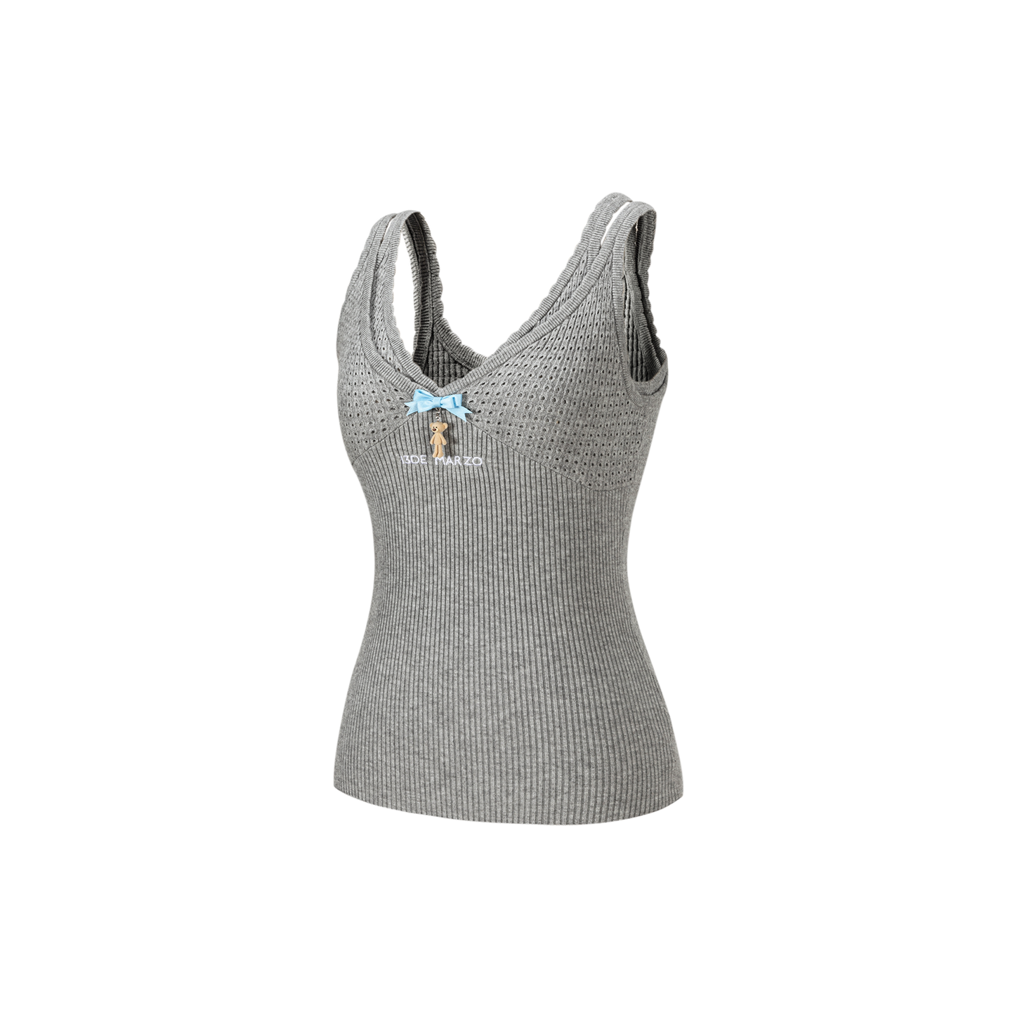 13DE MARZO Two-piece Style Lace-up Sleeveless Top Grey