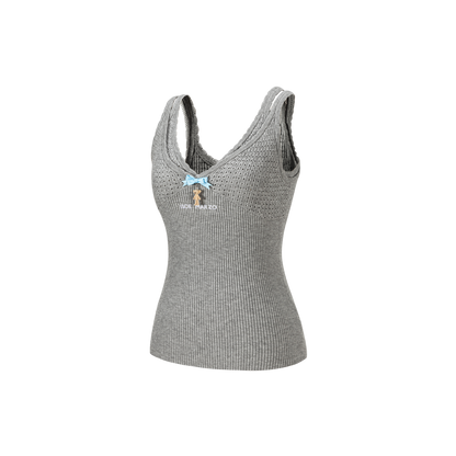13DE MARZO Two-piece Style Lace-up Sleeveless Top Grey