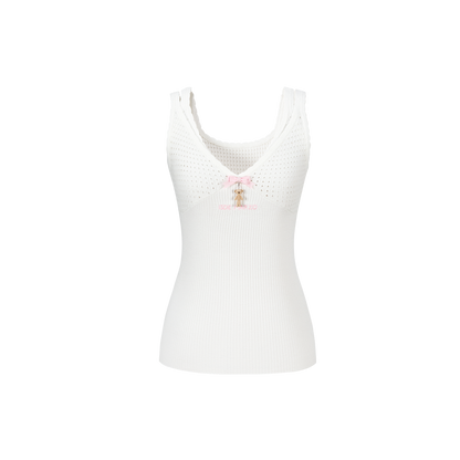 13DE MARZO Two-piece Style Lace-up Sleeveless Top White