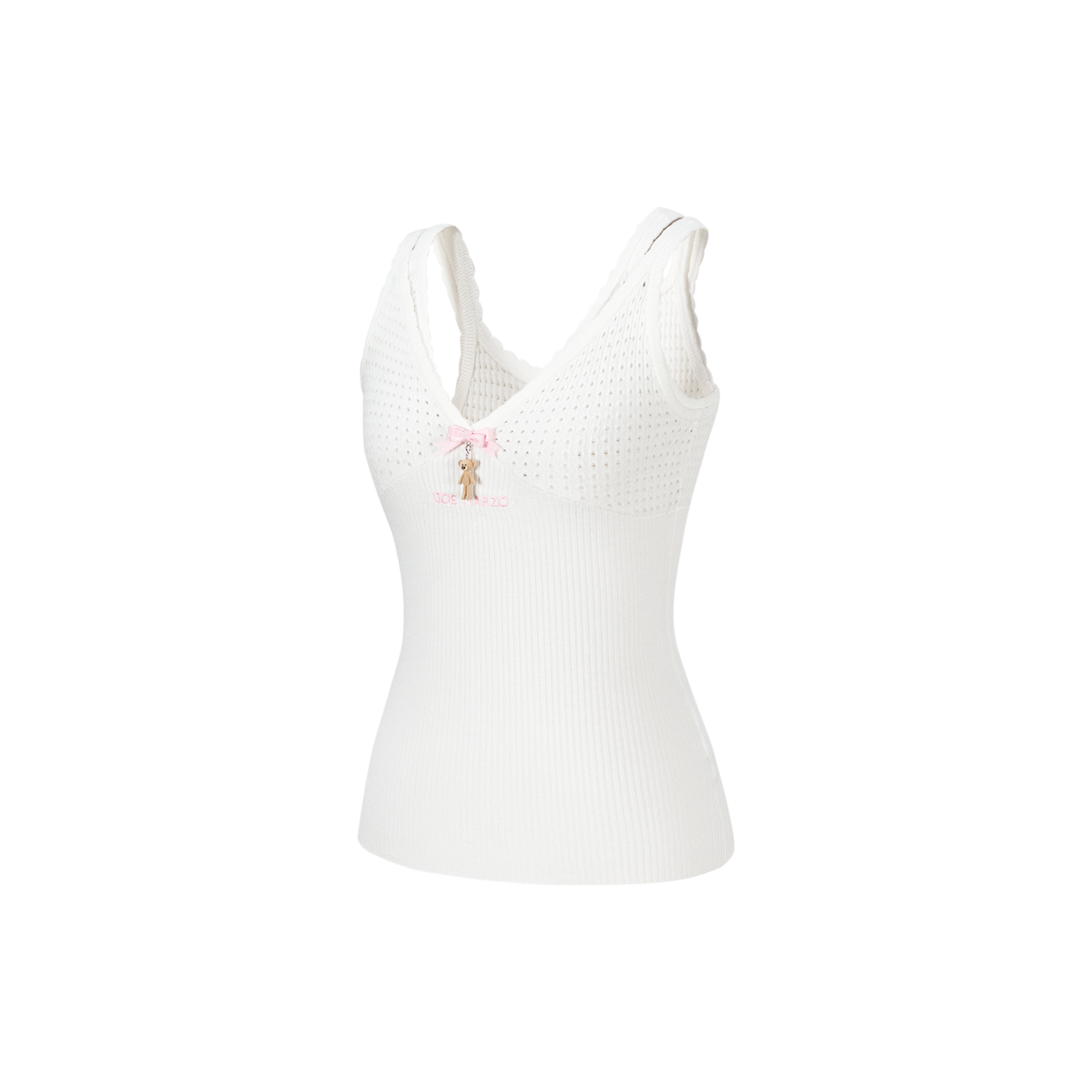 13DE MARZO Two-piece Style Lace-up Sleeveless Top White
