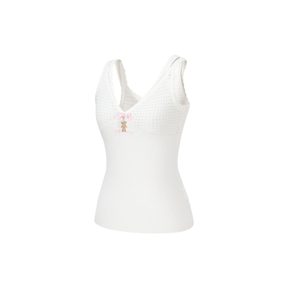 13DE MARZO Two-piece Style Lace-up Sleeveless Top White