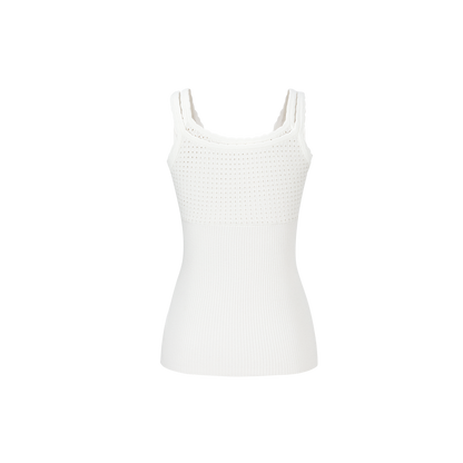 13DE MARZO Two-piece Style Lace-up Sleeveless Top White