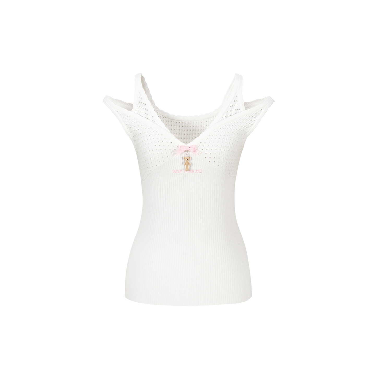 13DE MARZO Two-piece Style Lace-up Sleeveless Top White