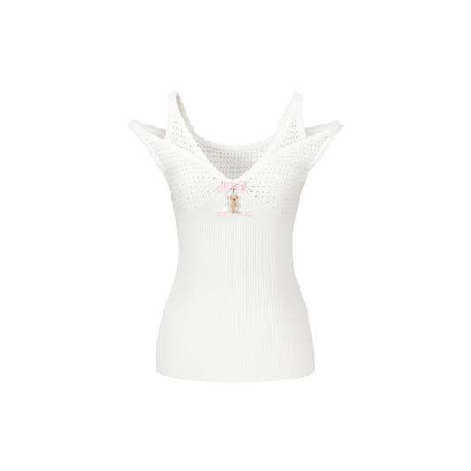 13DE MARZO Two-piece Style Lace-up Sleeveless Top White