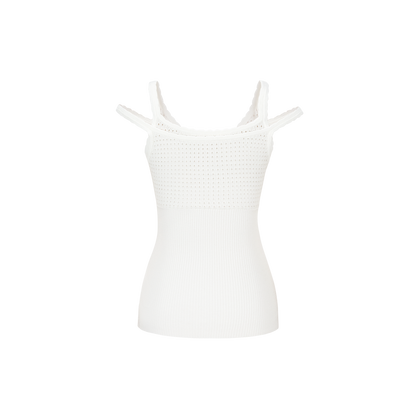 13DE MARZO Two-piece Style Lace-up Sleeveless Top White